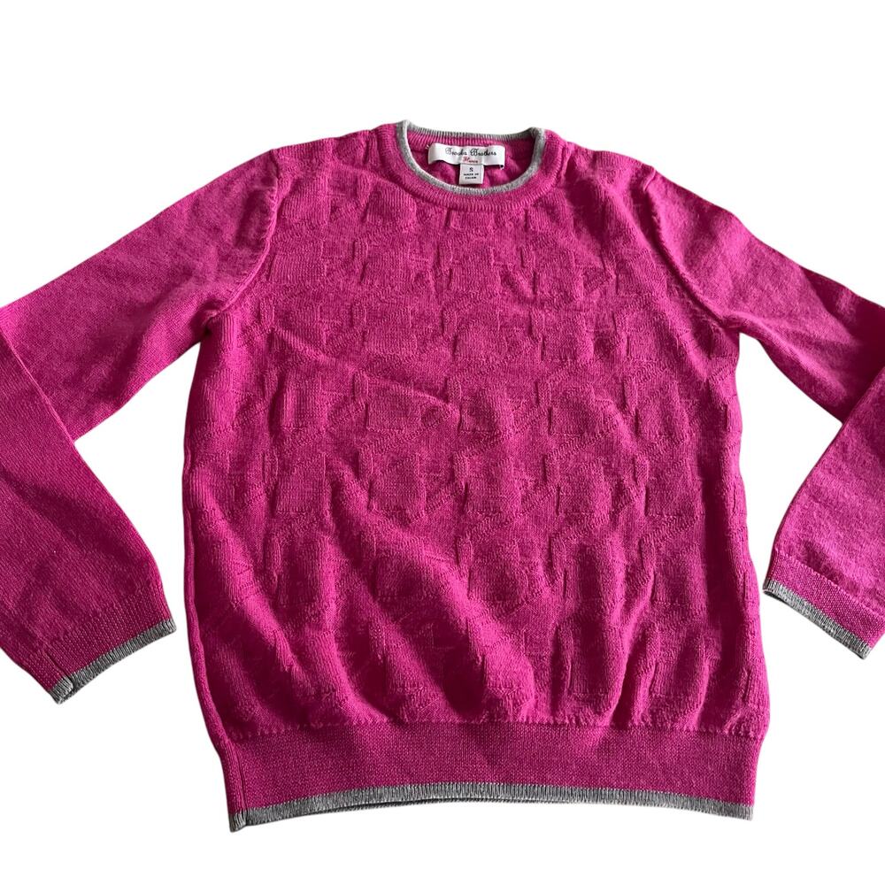 Brooks Brothers Girls Merino Wool Berry Jacquard Sweater M Fits 8-10 Slim